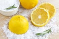 Lemon and sea salt - Beauty treatment with organic cosmetics wit Royalty Free Stock Photo