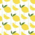 Lemon seamless pattern. Citrus fruit background. Summer template food. Royalty Free Stock Photo