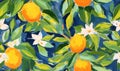 Lemon seamless pattern. Citrus fruits wallpaper. For fabric design, card