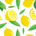 Lemon seamless pattern. Color citrus fruit motif Royalty Free Stock Photo