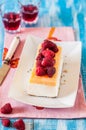 Lemon Semifreddo with Raspberries Royalty Free Stock Photo