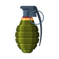 Lemon Shaped Hand Grenade, Military Army Weapon Flat Vector Illustration