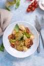 Lemon shrimp piccatta with penne, lemons and capers Royalty Free Stock Photo