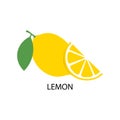 Lemon sign icon and lemon slice. Vector illustration eps 10