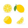 Lemon slice citrus fruit flat icon. Vector lemon half cut logo, yellow simple illustration Royalty Free Stock Photo