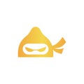 Lemon slice ninja face creative logo