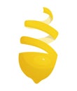 Lemon slice vector illustration on white background. Fresh sour lemon icon. Logo design Royalty Free Stock Photo