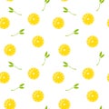Lemon Slices And Leaves Vector Seamless Pattern, Background, Wallpaper, Print, Textile, Wrapping Paper, Packaging Design