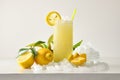 Lemon slush with fruit and ice and isolated background Royalty Free Stock Photo