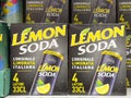 Lemon soda pack on store shelf with italian branding Royalty Free Stock Photo