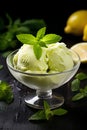 Lemon Sorbet Balls with Fresh Basil