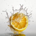 Lemon Splash Falling Deep in High-Speed Motion