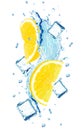 Lemon splash water and ice Royalty Free Stock Photo