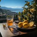 Lemon squeezed lifestyle healthy and diet drink on table