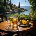 Lemon squeezed lifestyle healthy and diet drink on table