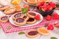 Lemon and straberry tartlets. Royalty Free Stock Photo