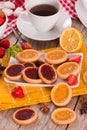 Lemon and straberry tartlets. Royalty Free Stock Photo