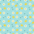 Lemon and sweet white flower seamless pattern