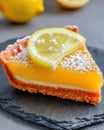 Lemon tart. Closeup shot. Ai Generative Royalty Free Stock Photo