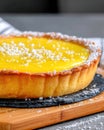 Lemon tart. Closeup shot. Ai Generative Royalty Free Stock Photo