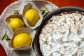 Lemon tart with merengue and whipped cream