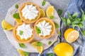 Lemon tartlets, mini tart cakes Royalty Free Stock Photo