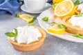 Lemon tartlets, mini tart cakes Royalty Free Stock Photo