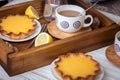 Lemon tarts and coffee Royalty Free Stock Photo