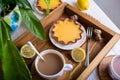 Lemon tarts and coffee Royalty Free Stock Photo