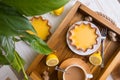 Lemon tarts and coffee Royalty Free Stock Photo