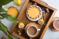 Lemon tarts and coffee Royalty Free Stock Photo