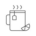 Lemon tea cup, food and beverage outline icon