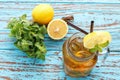 Lemon tea mint fresh drink summer refreshment still life Royalty Free Stock Photo