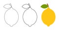 Lemon to be colored and trace line educational game for kids