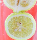 Lemon under the sparkling water