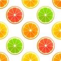 Vector seamless pattern from citrus slices - orange, lime, lemon, grapefruit Royalty Free Stock Photo