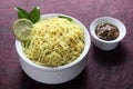 semiya upma or lemon vermicelli in bowl. neenbu semiya. elemicham semiya Royalty Free Stock Photo