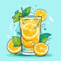 Lemon water drink. Flat illustration style