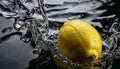 A lemon in water with a splash