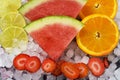 Lemon, watermelon, orange and strawberries