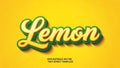 Lemon word text effect, vibrant 3D script font with yellow, green, and orange layers on a bright yellow background Royalty Free Stock Photo