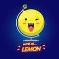 Lemon world globe. happy lemon -