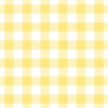 Lemon yellow gingham check pattern. Seamless spring summer vichy background graphic vector for oilcloth, tablecloth.