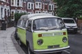 Lemon yellow Volkswagen Type 2 on a street in London