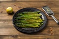 Lemon zest asparagus on plate ready to eat