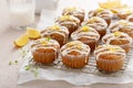 Lemon zucchini muffins drizzled with sugar glaze
