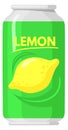 Lemonade can icon. Lemon soda metal drink