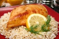 Lemonade Chicken on Brown Rice Royalty Free Stock Photo