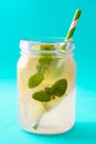 Lemonade drink in a jar glass Royalty Free Stock Photo