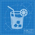Lemonade with drinking straw illustration. Iced drink icon